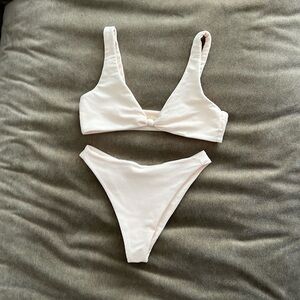 👙 SKATIE Bikini Set Penny Top & Kelly Bottom, Ivory Ribbed, S/XS